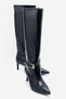 Tilda Navy Blue Leather Belted Women's Thin Heeled Boots