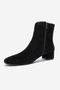 Richey Black Suede Genuine Leather Women's Round Toe Thick Heeled Boots - 8