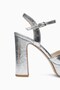 Women's Silver Platform Heeled Shoes - 2