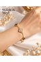 316L Steel Gold Color Black and Zircon Stone Clover Bracelet