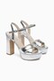 Women's Silver Platform Heeled Shoes - 3