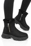 Women's nubuck fur-lined cold weather boots with side zipper detail - black