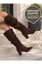 Deja Women's Bellows Thick Heeled Pointed Toe Suede Boots - 2