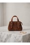 Women's Suede Look Mini Handbag – with Buckle and Zipper - 2