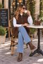 Women's Angora Stylish Pocketed Zippered Collared Vest - 2