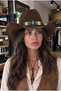 Women's Suede Festival Hat Adjustable Turquoise Stone Bohemian Ajda Drawstring Cowboy Hat - 2