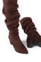 Deja Women's Bellows Thick Heeled Pointed Toe Suede Boots - 5