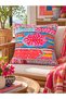 Colorful Bohemian Ethnic Patterned Cushion Cover 43X43 cm - Pink Turquoise Piping Double-Sided Printed - 4