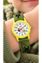 10 Atm Pool Sea Use-Green Silicone Cord Numberal Digital Girls Boys Children's Wristwatch+Bracelet