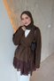 Chiffon Detail Cardigan Brown - 3