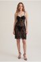 Women's Black Transparent Floral Patterned Dressing Gown and Underwear Set - 4