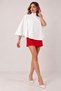 Women's White Asymmetrical Gathered Detailed Premium Blouse