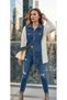 Double Fabric Detailed Stoned Denim Shirt