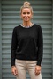 Black Crew Neck Long Sleeve Collar and Sleeve End Pearl and Stone Detailed Casual Knitwear Sweater 61 60 - 3