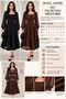 Women's Square Neck Stone Detailed Chiffon Long Sleeve Flared Midi Dress 36-50 Size 2842 - 2