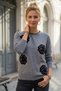 Gray Melange Crew Neck Long Sleeve Rose Patterned Stoned Hem Ribbed Casual Knitwear Sweater 69 68 - 4