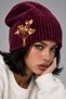 Love Bubbles Gold Sequin Heart Detailed Fleece Inside Women's Corduroy Beanie - 2
