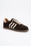 Pelores double-faced genuine leather women's sneakers with side stripe - coffee suede - 4