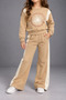 Girl's Striped Daisy Printed Tracksuit Set