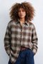 Women's Regular Fit Plaid Shirt - Bitter Brown/Blue - 2