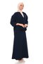 Women's Navy Blue Seersucker Fabric Skirted Top and Bottom Two-Piece Set - 2