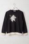 Black Crew Neck Long Sleeve Leaf Patterned Stoned Hem Ribbed Casual Knitwear Sweater 65 64 - 2