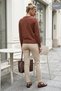 Light Brown Crew Neck Long Sleeve Collar and Sleeve End with Pearl and Stone Detail Casual Knitwear Sweater 61 60 - 8