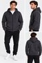 Men's 3 Thread Zipper Hooded Zip-Up Sweat Jacket Winter Soft Inside with Bone on the Inside