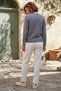 Gray Melange Crew Neck Long Sleeve Collar and Sleeve End with Pearl and Stone Detail Casual Knitwear Sweater 61 60 - 6