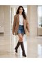 Women's Heeled Long Boots Women's Black Zippered Below the Knee Length Heeled Boots - 2