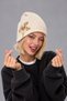 Love Bubbles Gold Sequin Heart Detailed Fleece Inside Women's Corduroy Beanie - 2