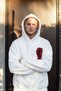 Men's Back Velvet Printed Hooded Sweatshirt - White - 5