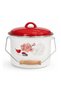 Enamel Bakraç 22 cm 5 Liter Bird Model Pot with Lid and Wooden Handle for Milk and Yogurt - 5