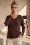 Brown V-Neck Cuffed Sleeves Slim Shimmer Casual Knitwear Sweater 65 65 - 4