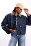 Navy Blue Velvet Collar Jacket with Pocket Detail 524