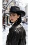 Adjustable Faux Leather Black Drawstring Cowboy Hat - 7