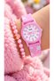 10 Atm Pool Sea Use-Pink Silicone Cord Numbered Children's Wristwatch+Bracelet - 2