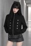 Button Detailed Zippered Military Style Cardigan Trendy Streetwear Zippered Cardigan/ Streetwear Y2K - 3