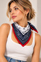 Red Navy Blue Patterned Printed Pleated Scarf Bandana 45X45 cm - 2