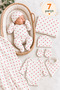 Heart Printed 7 Piece Newborn Hospital Discharge Set Baby Girl Blanket Baby Bodysuit Set