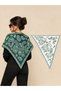 Women's Triangle Shoulder Shawl Ethnic Patterned Reversible Thick Knitwear Shawl - 2