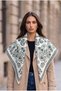Women's Triangle Shoulder Shawl Ethnic Patterned Reversible Thick Knitwear Shawl - 3