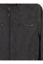 Gray Regular Fit High Collar Suede Coat - 6