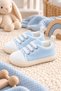 Blue Lace-Up Fabric Textured Knitted Sole Detailed Soft Sole Baby Boy Sports Booties Shoes (4-12 Months / 18-19 Number) - Lnc-5206 - 3
