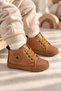 Tan Laced Star Emblem Soft Sole Baby Boy Sports Booties Shoes (4-12 Months / 18-19 Number) - L-263