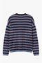 Plum Contrast Collar Striped Knitwear - 2