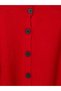 Red Crew Neck Women's Knitwear Cardigan - 2