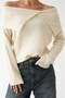 Cream Color Slit-Cut Madonna Collar Sweater - 2