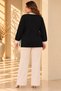 Women's Black Plus Size Beige Garni Front Buttoned Ornamental Flap Pocket Side Slit Stretchy Viscose Cardigan - 6
