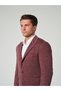 Men's Slim Fit Blazer Jacket Burgundy White - 4
